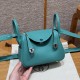 에르메스 Hermes Mini Lindy 19cm Clemence U1 Vert vertone/silver