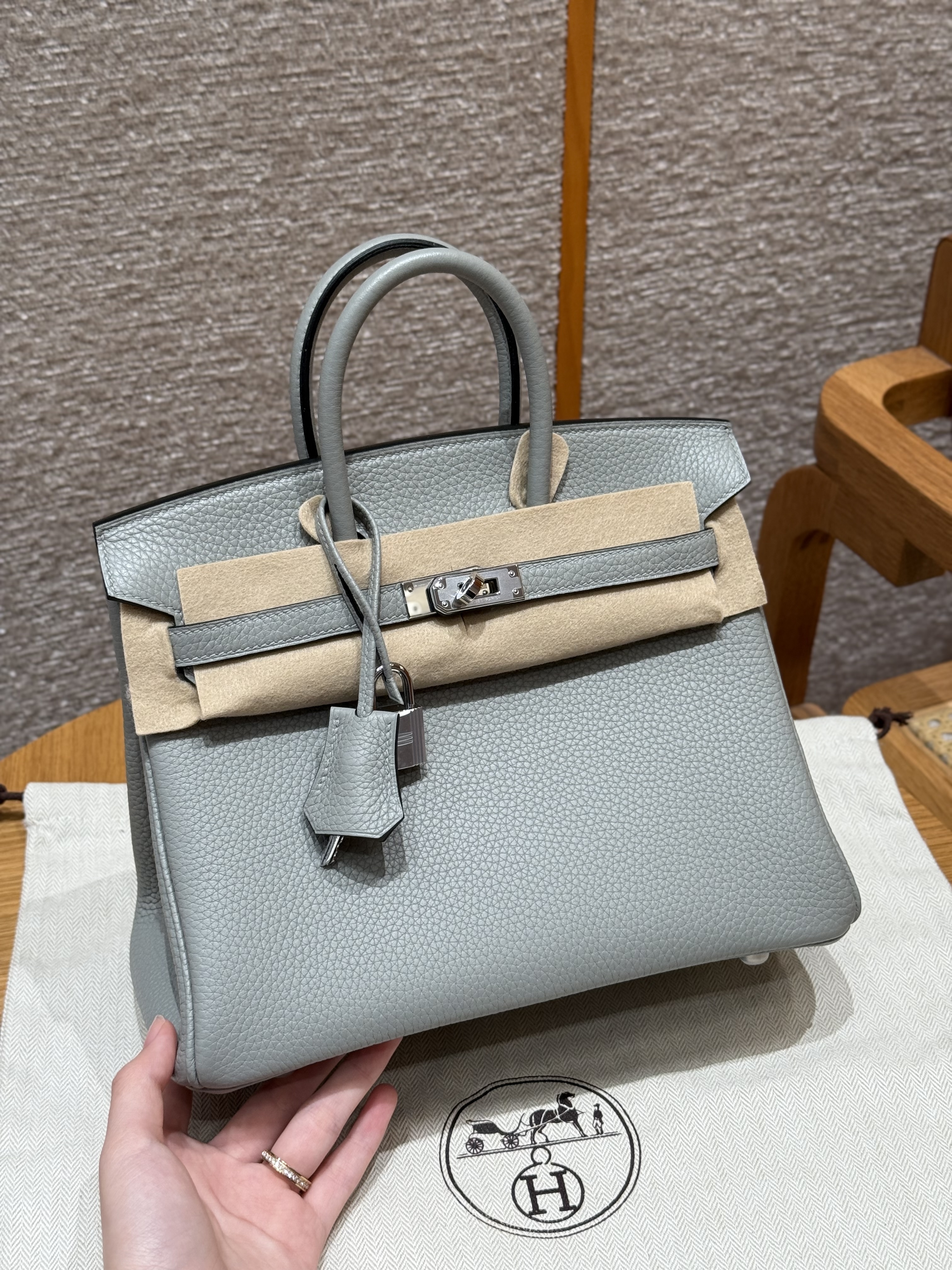 에르메스 Hermes Birkin 25cm Clemence 4Z Gris Mouette/silver