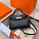 에르메스 Hermes Mini Kelly Hcp crocodile 89 Noir/silver