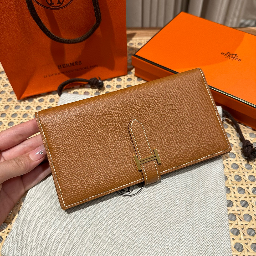 에르메스 Hermes Bearn wallet Soufflet 17.5cm Epsom 37 Gold/gold