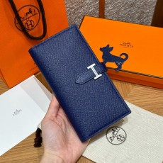 에르메스 Hermes Bearn wallet Soufflet 17.5cm Epsom M3 Blue encer/silver