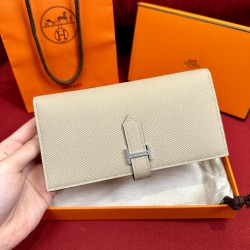 에르메스 Hermes Bearn wallet Soufflet 17.5cm Epsom S2 Trench/silver