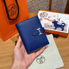 에르메스 Hermes Bearn Compact wallet 12cm Epsom 7T Blue electric/silver
