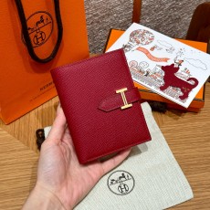 에르메스 Hermes Bearn Compact wallet 12cm Epsom K1 Rouge grenat/gold
