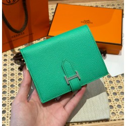 에르메스 Hermes Bearn Compact wallet 12cm Epsom OZ Comics and OS Vert Fizz/silver