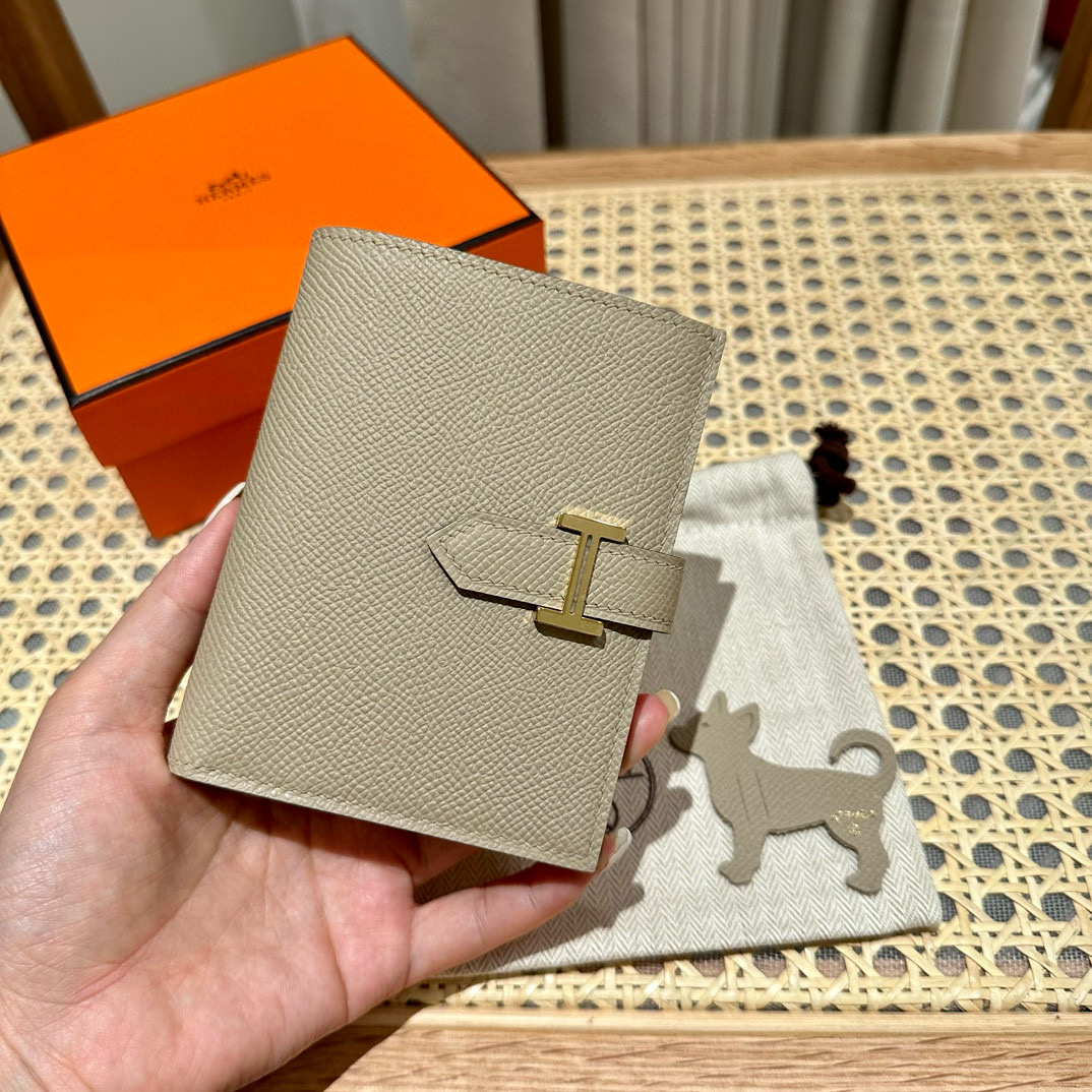 에르메스 Hermes Bearn Compact wallet 12cm Epsom S2 Trench/gold