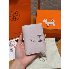에르메스 Hermes Bearn combine wallet 11cm chèvre 09 Mauve pale/silver