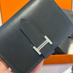 에르메스 Hermes Bearn card holder 10.3cm Box 89 Noir/silver