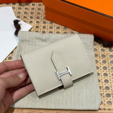 에르메스 Hermes Bearn card holder 10.3cm Epsom 10 Craie/silver