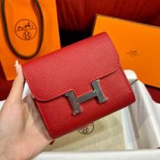 에르메스 Hermes Constance Wallet 13cm Epsom Q5 Rouge casque/silver