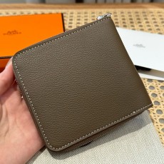 에르메스 Hermes Zipengo II Chaine d'Ancre Wallet 12cm Evercolor 18 Etoupe/sliver