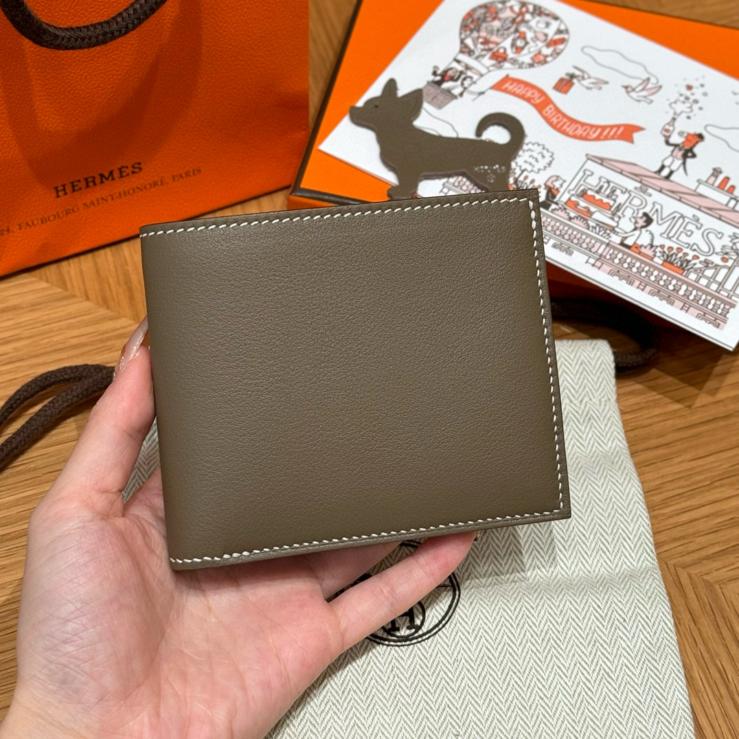 에르메스 Hermes MC² Copernic Short wallet 9cm Swift 18 Etoupe