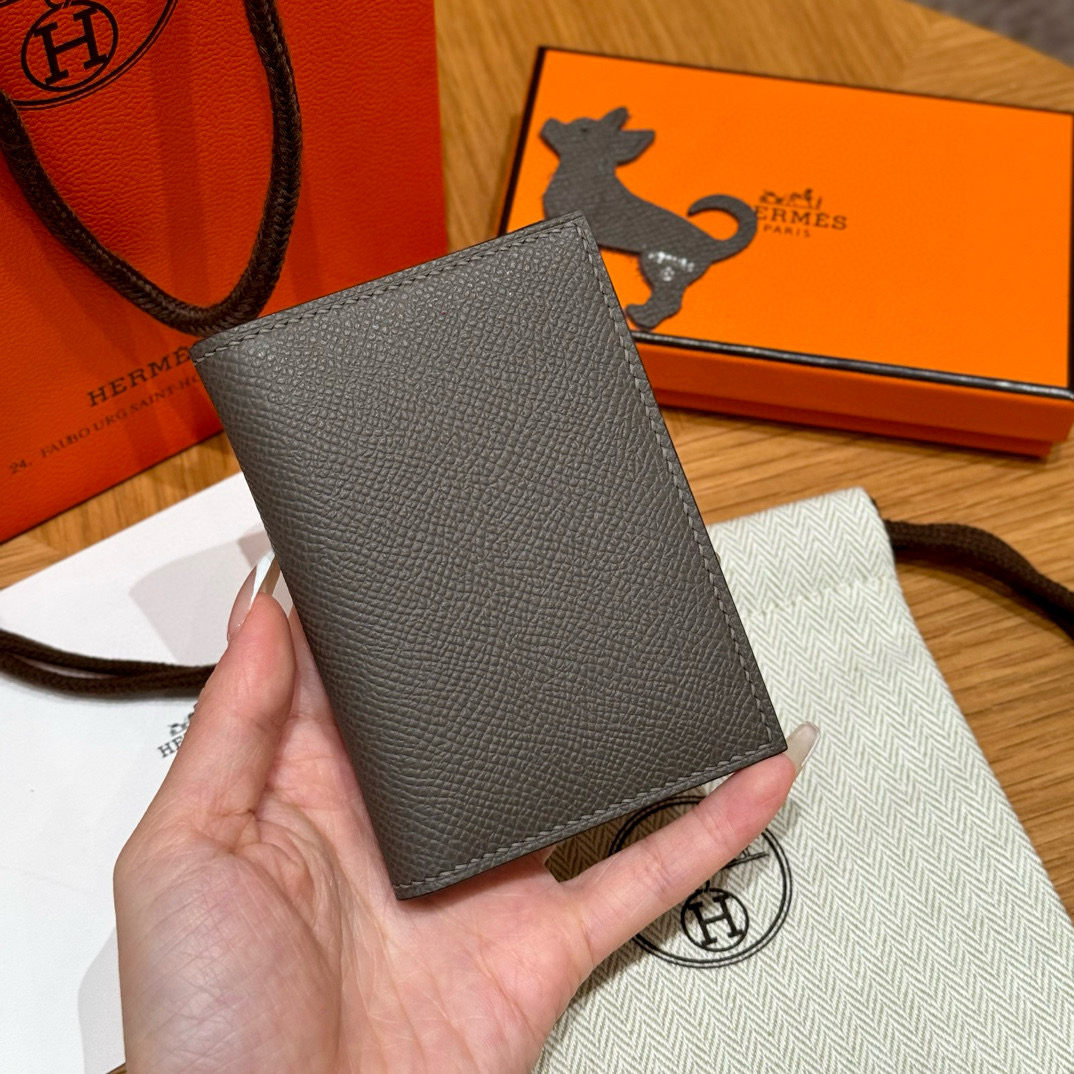 에르메스 Hermes MC² Euclide Card Holder 10.5cm Epsom 8F Girs Etain
