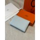 에르메스 Hermes Calvin duo Card Holder 10.5cm chèvre 08 Blue pale and 36 Brique/silver