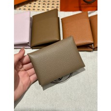 에르메스 Hermes Calvin duo Card Holder 10.5cm Epsom 18 Etoupe/silver
