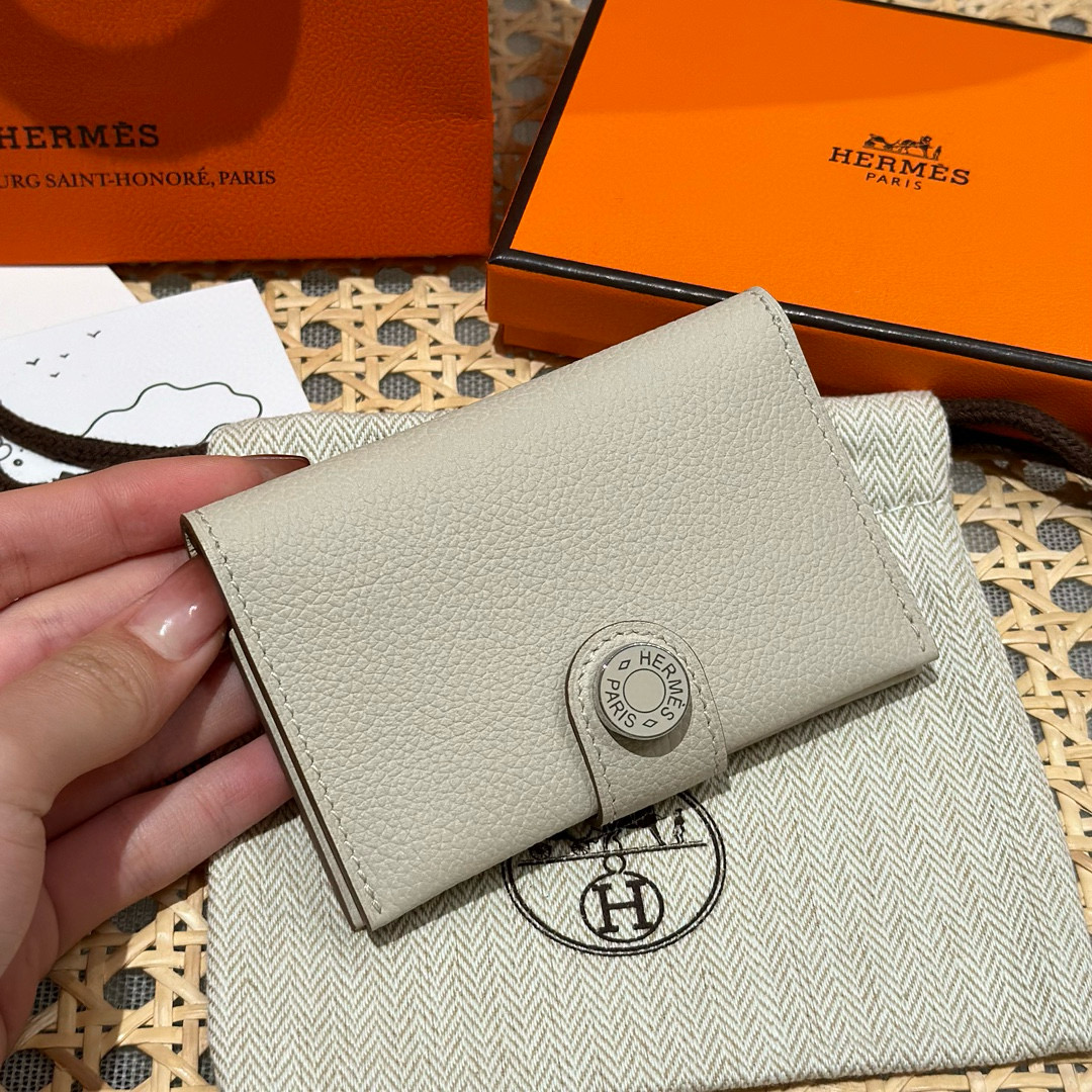 에르메스 Hermes R.M.S Card Holder 10.5cm Evercolor 8L Beton/silver
