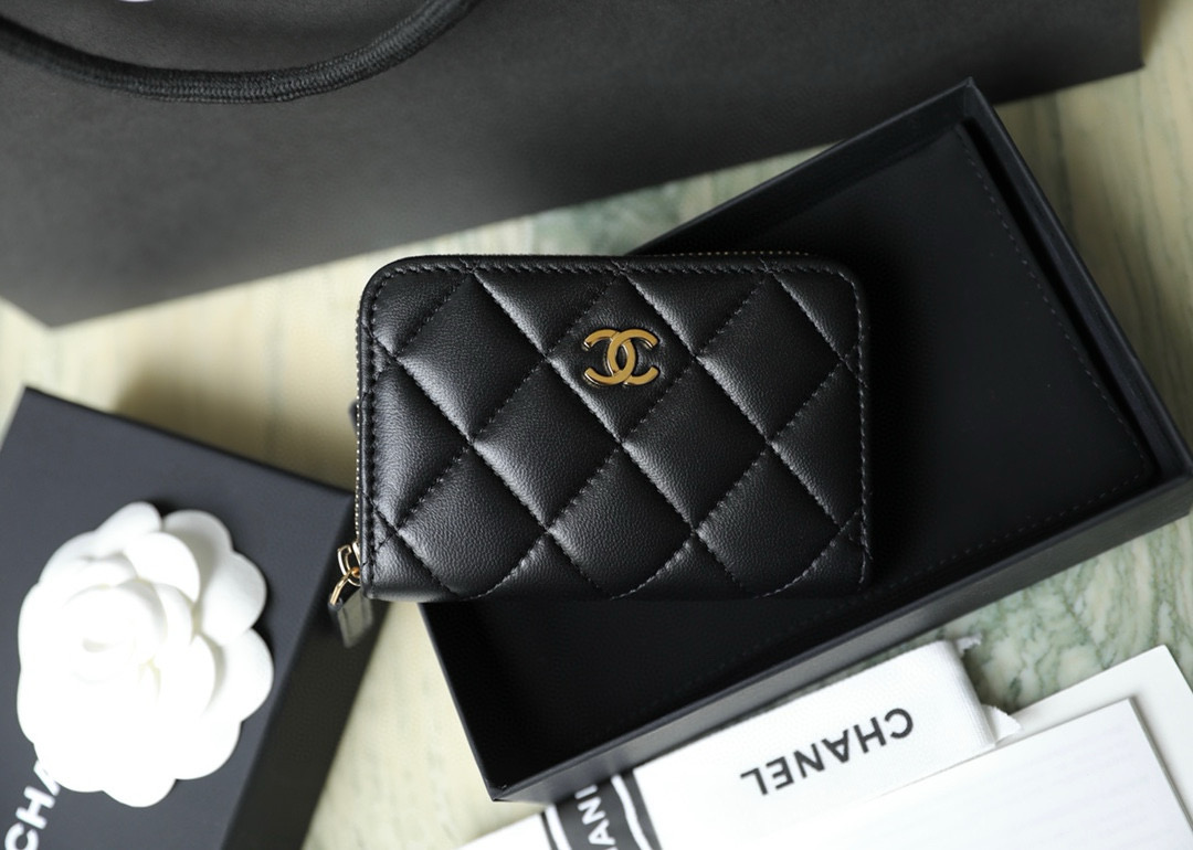 샤넬 Chanel Classic Zipped Coin Purse Lambskin C-53 AP0216 7.5cm