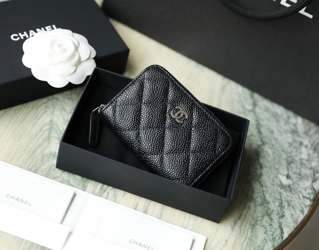 샤넬 Chanel Classic Zipped Coin Purse Caviar skin C-53 AP0216 7.5cm