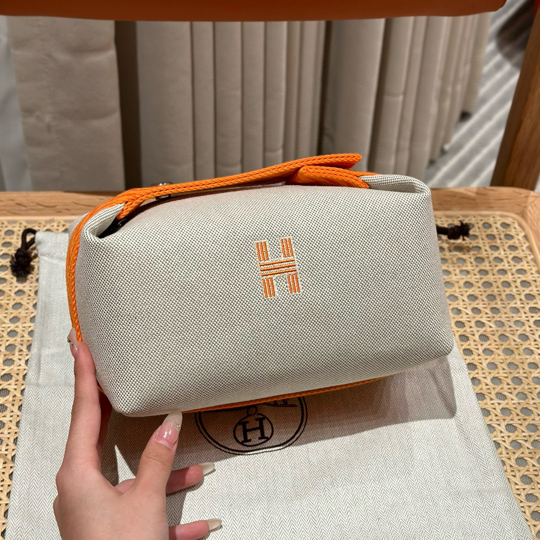 에르메스 Hermes Bride-a-Brac 21cm all- cotton Orange/silver