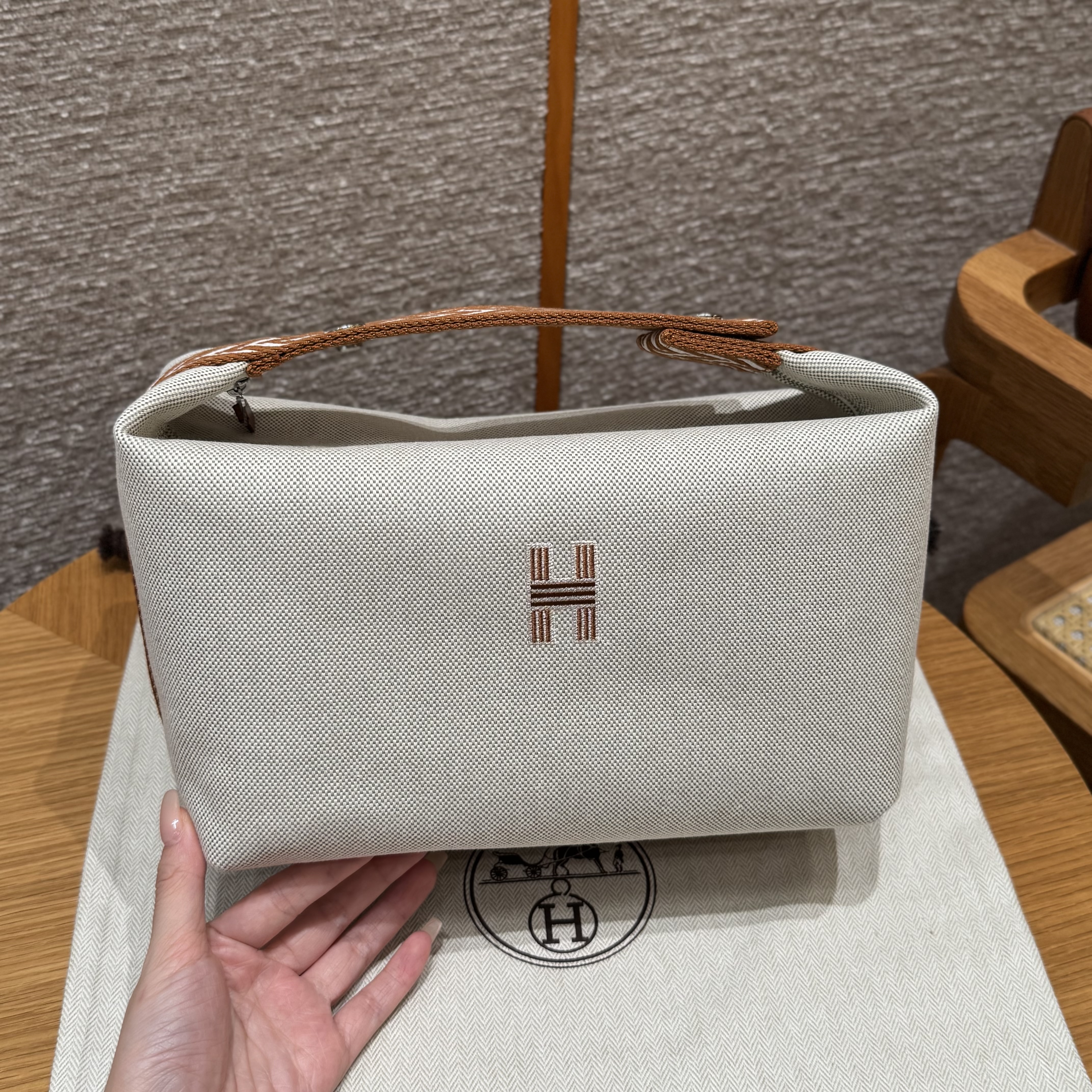 에르메스 Hermes Bride-a-Brac 25cm all- cotton biscuit/silver