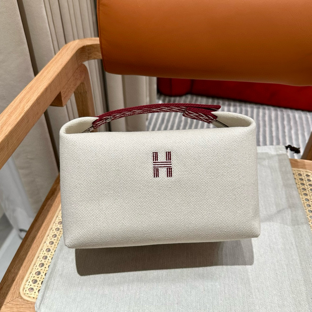 에르메스 Hermes Bride-a-Brac 25cm all- cotton Wine red/silver