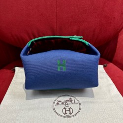 에르메스 Hermes Bride-a-Brac 21cm all- cotton Dark Blue/silver