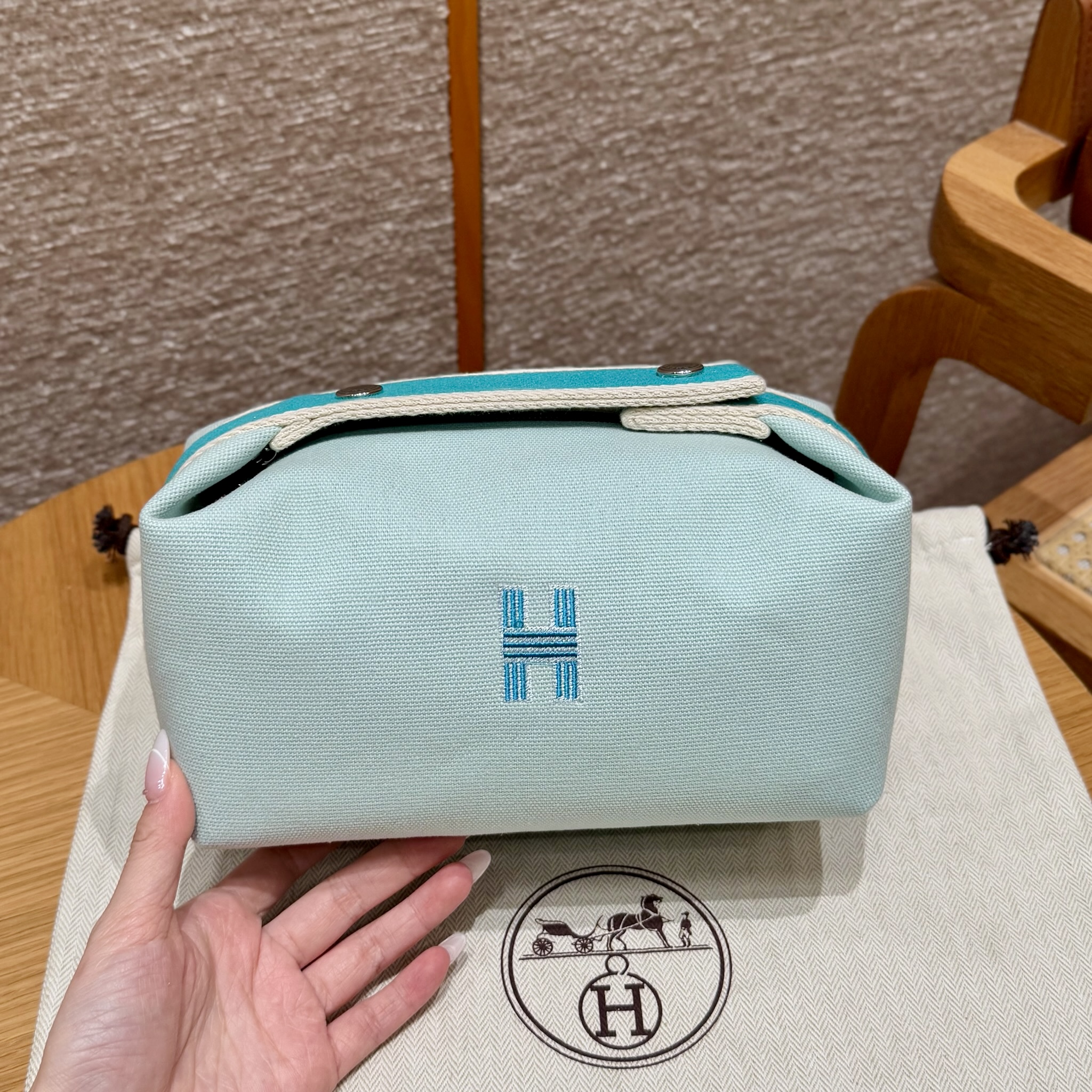 에르메스 Hermes Bride-a-Brac 21cm all- cotton eucalyptus/silver