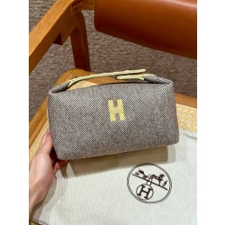 에르메스 Hermes Bride-a-Brac 21cm all- cotton Grey/silver