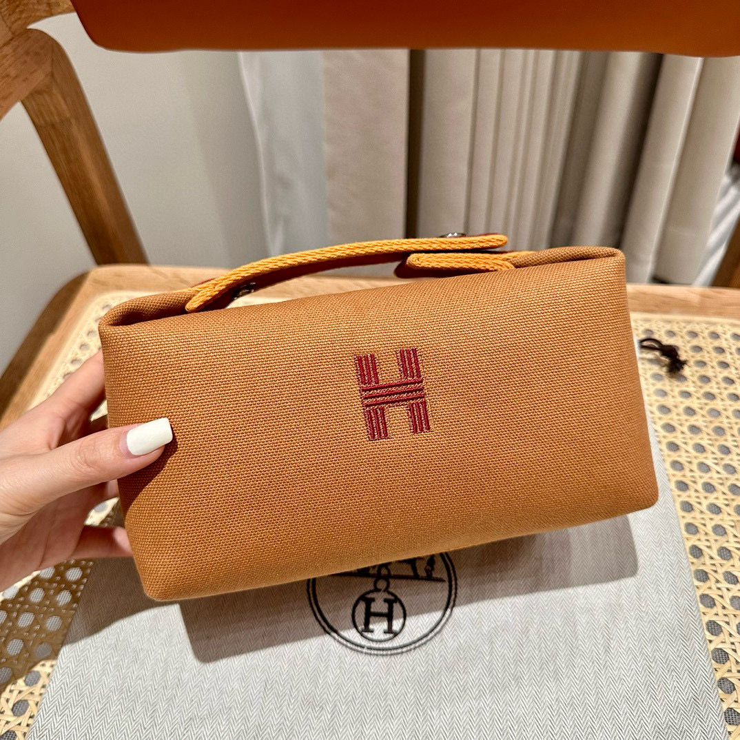 에르메스 Hermes Bride-a-Brac 21cm all- cotton ocre/silver