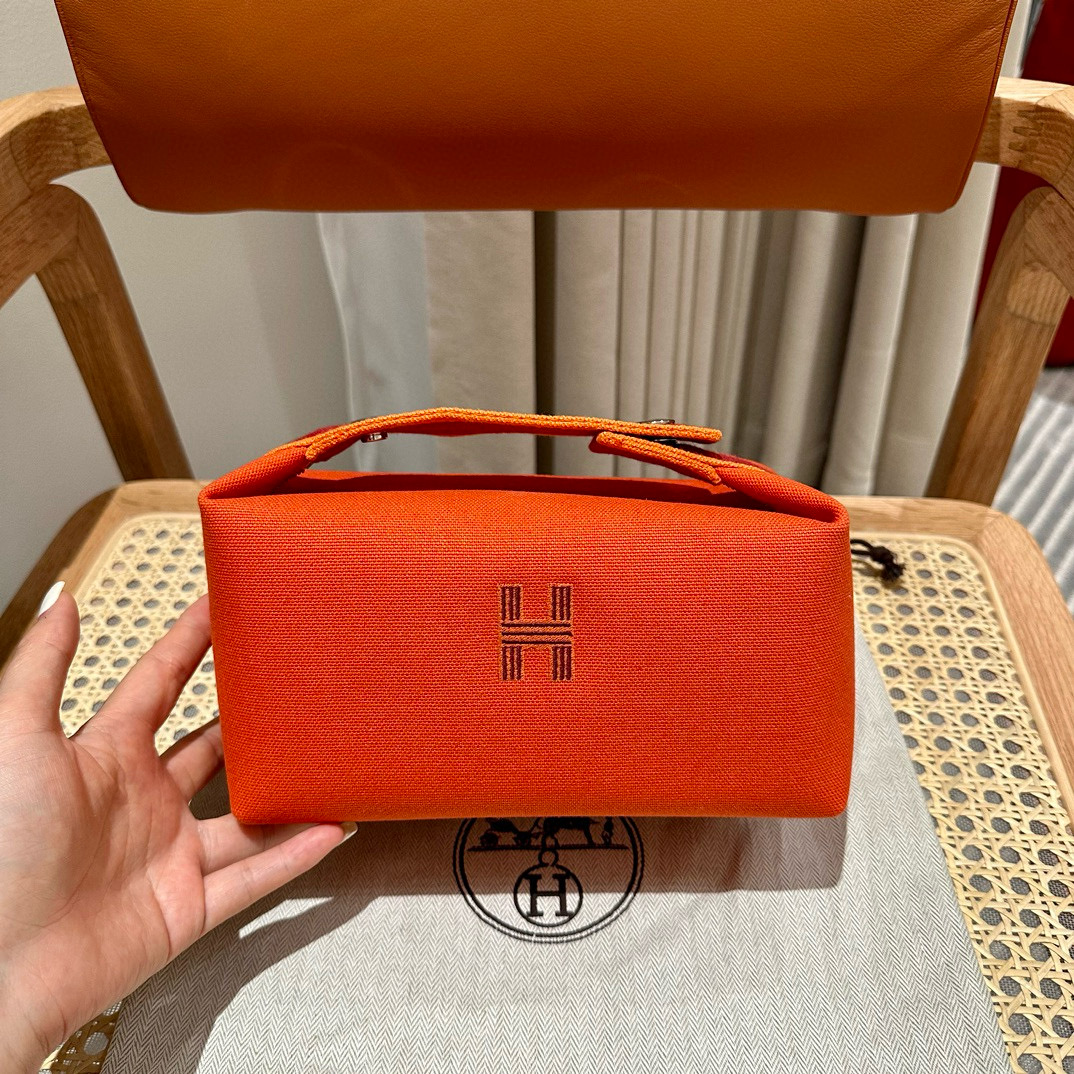 에르메스 Hermes Bride-a-Brac 21cm all- cotton Orange/silver