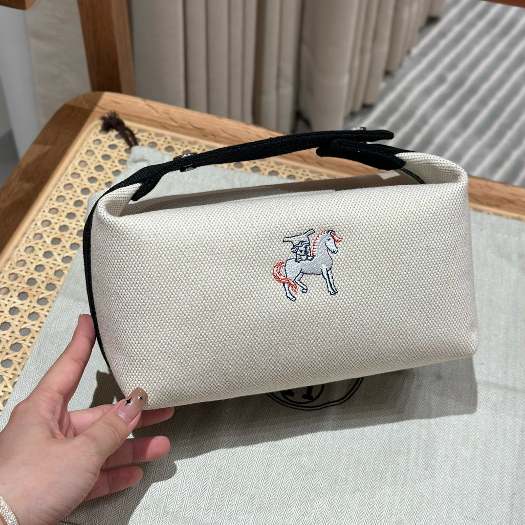 에르메스 Hermes Bride-a-Brac 21cm all- cotton Black/silver