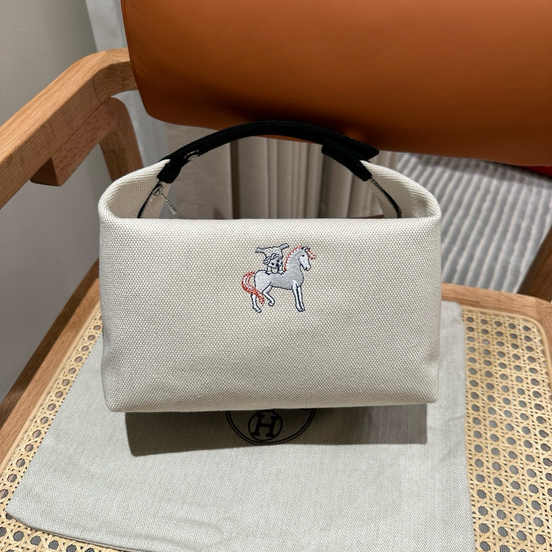 에르메스 Hermes Bride-a-Brac 25cm all- cotton Black/silver