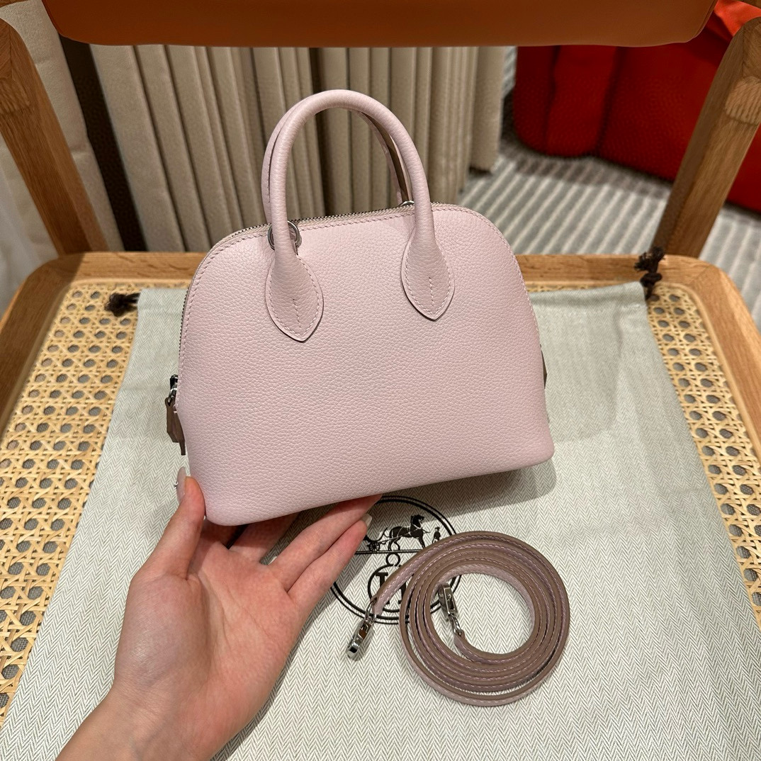 에르메스 Hermes Bolide 21cm Evercolor 09 Mauve pale/silver