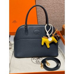 에르메스 Hermes Bolide 27cm Clemence 2Z Blue nuit/gold