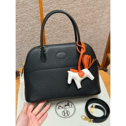 에르메스 Hermes Bolide 27cm Clemence 89 Noir/gold