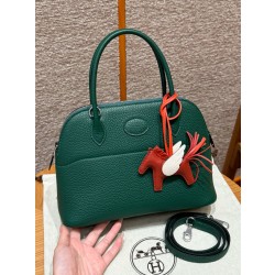 에르메스 Hermes Bolide 27cm Clemence Z6 Malachite/silver