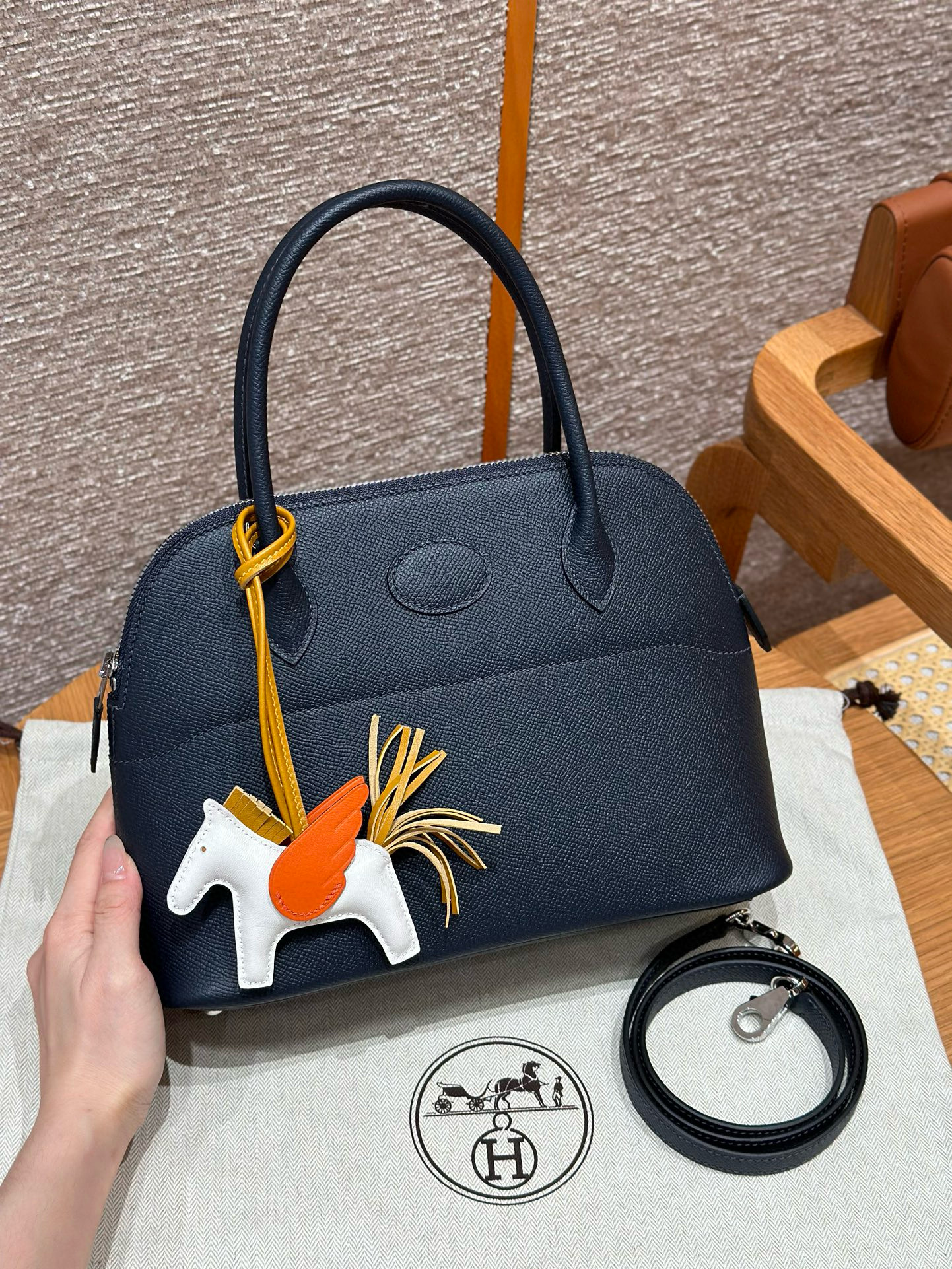 에르메스 Hermes Bolide 27cm Epsom 2Z Blue nuit/silver