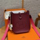 에르메스 Hermes Mini Evelyne 16cm clemence 55 Rouge H/silver