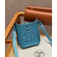 에르메스 Hermes Mini Evelyne 16cm clemence 75 Blue Jean/silver