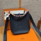 에르메스 Hermes Mini Evelyne 16cm clemence 76 Blue indigo/gold