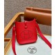 에르메스 Hermes Mini Evelyne 16cm clemence Q5 Rouge casaque/silver