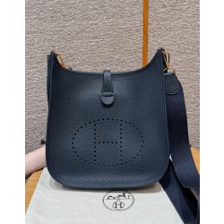 에르메스 Hermes Evelyne 29cm clemence 2Z Blue niut/gold