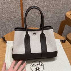 에르메스 Hermes Garden party mini 23cm Canbas and Negonda ecru beige ebene