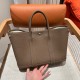 에르메스 Hermes Garden party 30cm Clemence 18 Etoupe