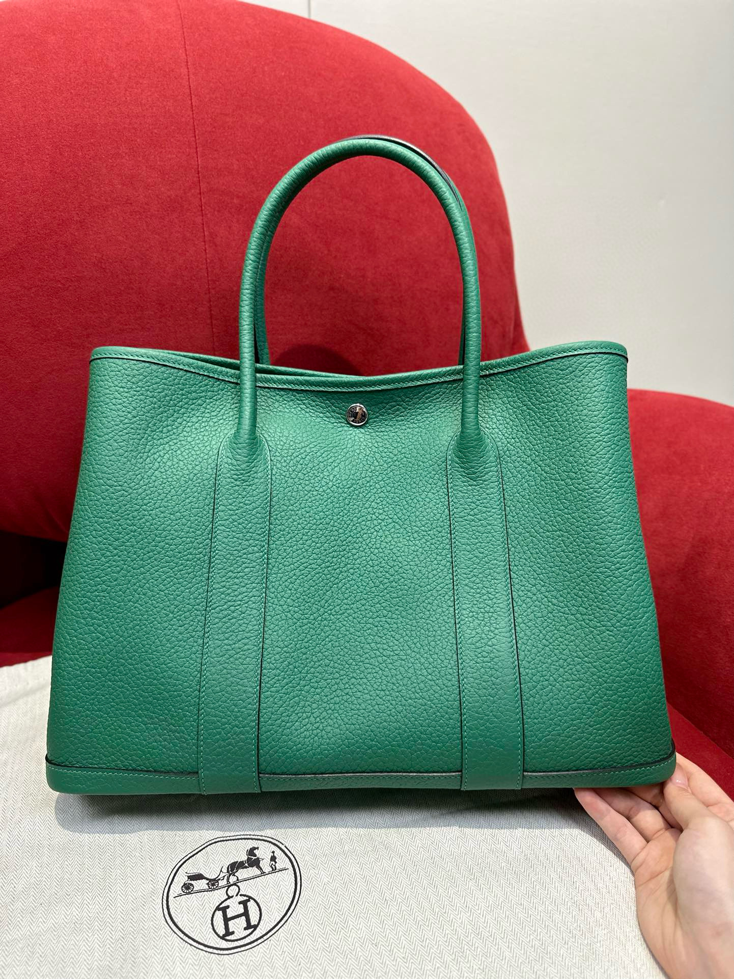 에르메스 Hermes Garden party 36cm Clemence U4 Vert vertigo