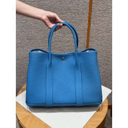 에르메스 Hermes Garden party 36cm vache country 0F Blue Frida