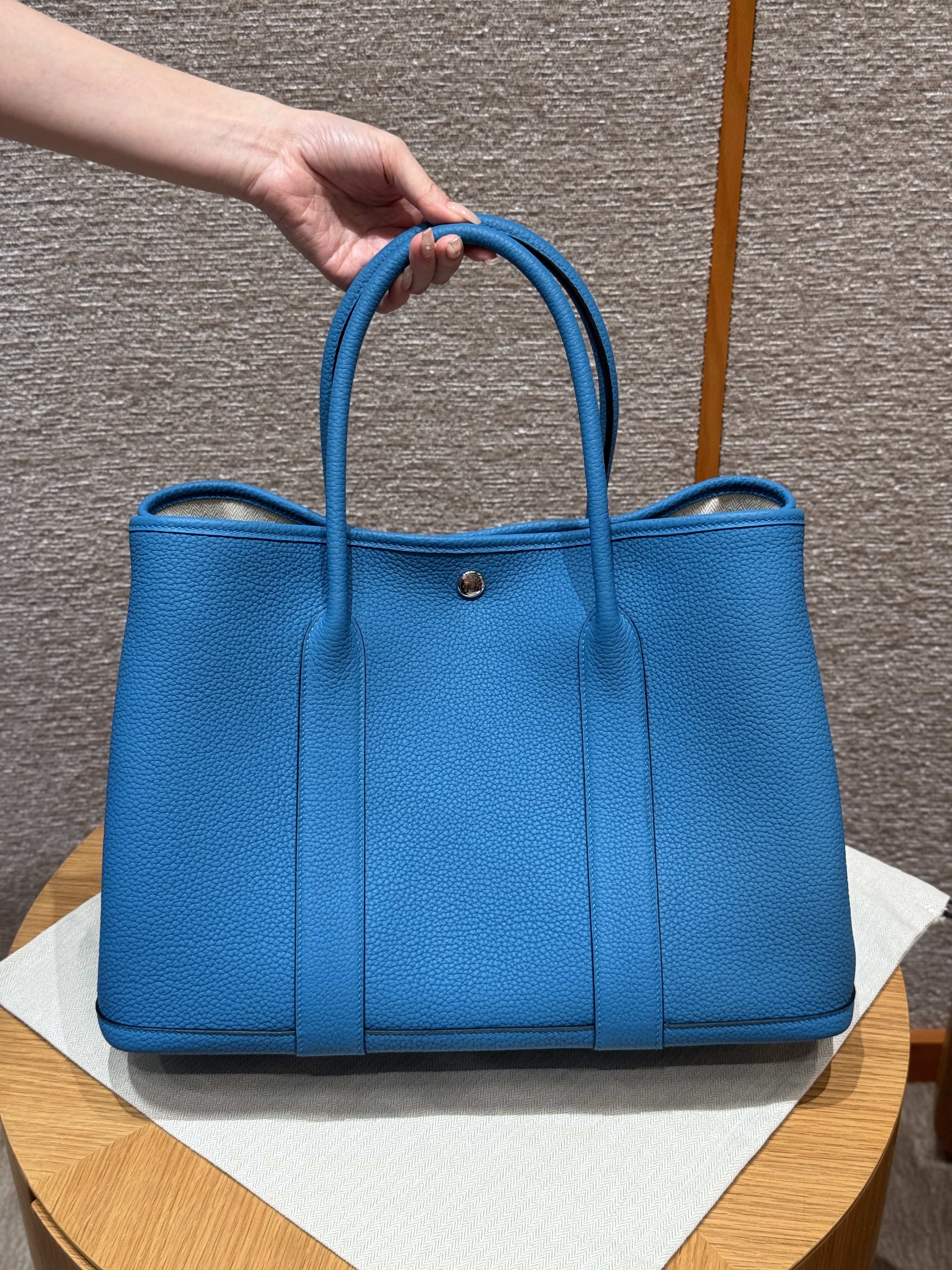 에르메스 Hermes Garden party 36cm vache country 0F Blue Frida