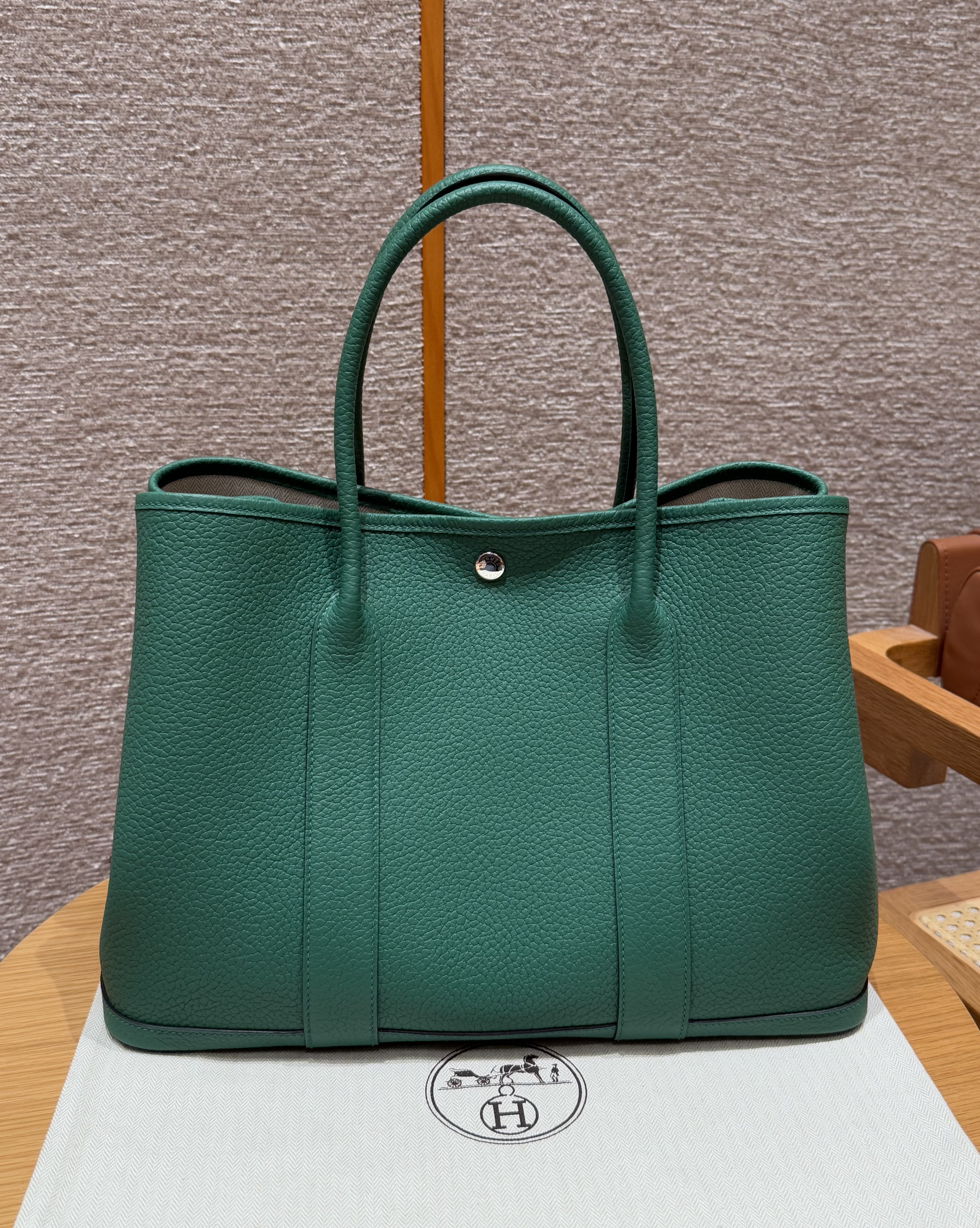 에르메스 Hermes Garden party 36cm vache country U4 Vert vertigo