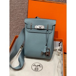 에르메스 Hermes Hac a dos 28cm Togo 7G Ciel/silver