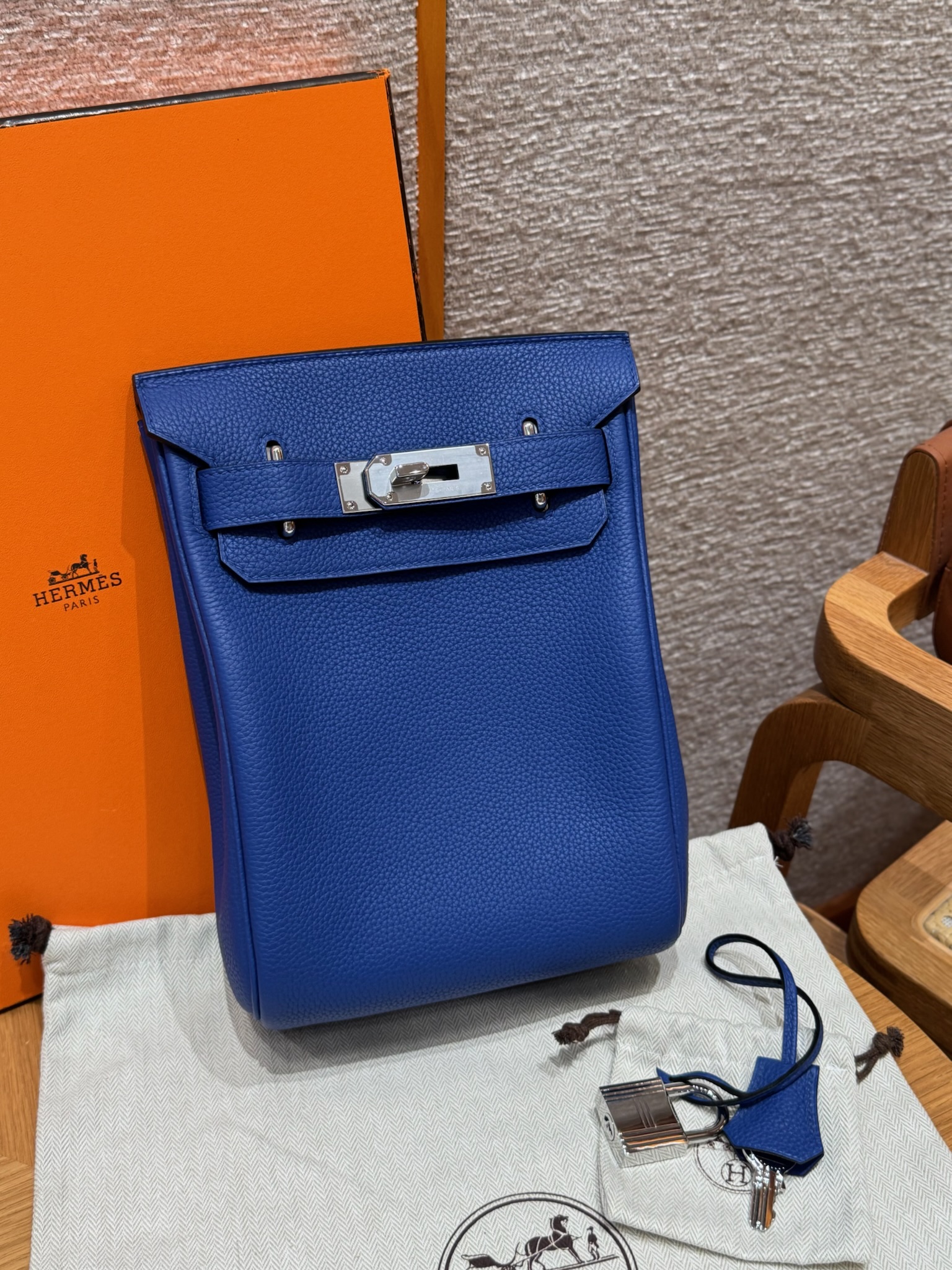에르메스 Hermes Hac a dos 28cm Togo 7T Blue electric/silver